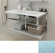 Консоль с раковиной Marsan Corner 80х50 см нержавеющая сталь/стекло металлик Corner80х50metallic