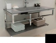 Консоль з раковиною Marsan Corner 90х50 см нержавіюча сталь/скло графіт Corner90х50graphite