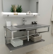 Консоль с раковиной Marsan Corner 90х50 см нержавеющая сталь/стекло бисмарк Corner90х50bismarck