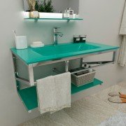 Консоль з раковиною Marsan Corner 110х50 см нержавіюча сталь/ скло м'ята Corner110х50mint