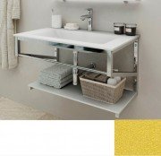 Консоль с раковиной Marsan Corner 120х50 см нержавеющая сталь/стекло золото Corner120х50gold