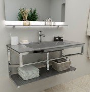 Консоль с раковиной Marsan Corner 130х50 см нержавеющая сталь/стекло бисмарк Corner130х50bismarck