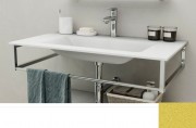 Консоль с раковиной Marsan Quadro 80х50 см нержавеющая сталь/стекло золото Quadro3-80х50gold