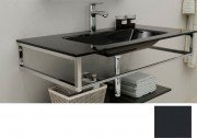 Консоль с раковиной Marsan Quadro 70х50 см нержавеющая сталь/стекло графит Quadro3-70х50graphite