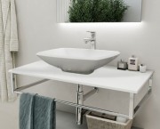 Консоль для раковины Marsan Quadro 80х50 см нержавеющая сталь/стекло белый Quadro5-80х50white