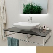 Консоль для раковини Marsan Quadro 90х50 см нержавіюча сталь/скло капучино Quadro5-90х50cappuccino