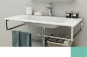 Консоль с раковиной Marsan Quadro 120х50 см нержавеющая сталь/стекло мята Quadro3-120х50mint