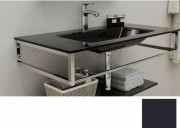Консоль с раковиной Marsan Quadro 130х50 см нержавеющая сталь/стекло графит Quadro3-130х50graphite