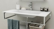 Консоль с раковиной Marsan Quadro 90х50 см нержавеющая сталь/акриловый камень белый Quadro4-90х50white
