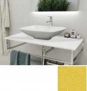 Консоль для раковини Marsan Quadro 100х50 см нержавіюча сталь/скло золото Quadro5-100х50gold