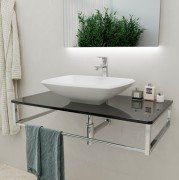 Консоль для раковини Marsan Quadro 80х50 см нержавіюча сталь/скло графіт Quadro5-80х50graphite