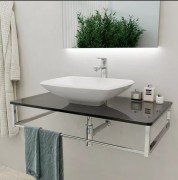 Консоль для раковини Marsan Quadro 110х50 см нержавіюча сталь/cкло графіт Quadro5-110х50graphite