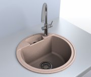 Мойка для кухни Miraggio Valencia врезная круглая с переливом матовый Terra 0000056