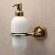 Дозатор для жидкого мыла Ibb British настенный белый/бронза BI01DBRO