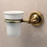 Стакан для зубных щеток Ibb British настенный белый/бронза BI02BRO