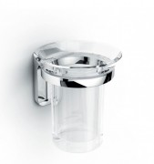 Стакан для зубних щіток Ibb Brixia настінний пластик  хром BX02PCRO