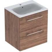 Тумба с раковиной Geberit Selnova Square slim rim 58,8х50,2 см ДСП темный орех 501.238.00.1