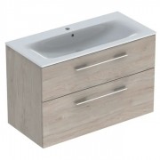 Тумба з раковиною Geberit Selnova Square slim rim 98,8х50,2 см ДСП світлий горіх 501.247.00.1