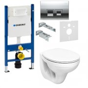 Унитаз Kolo Idol с сидением инсталляцией Geberit Duofix и смывной клавишей Delta 50 M1310002U+458.168.21.1