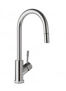 Смеситель для кухни Villeroy & Boch Umbrella Flex с выдвижной лейкой нержавеющая сталь полированная 925400LE
