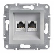 Розетка компьютерная Schneider Electric Asfora RJ45 кат6 UTP двойная алюминий EPH4800161