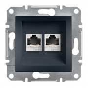 Розетка комп'ютерна Schneider Electric Asfora RJ45 кат6 UTP подвійна антрацит EPH4800171