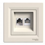 Розетка компьютерная+телефонная Schneider Electric Asfora RJ45+RJ12 5е крем EPH4900123