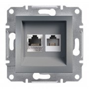 Розетка компьютерная+телефонная Schneider Electric Asfora RJ45+RJ12 5е сталь EPH4900162