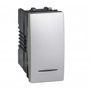 Выключатель проходной Schneider Electric Unica 1-клавишный 16А схема 6 с подсветкой алюминий MGU3.163.30N