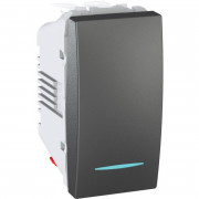 Выключатель Schneider Electric Unica 1-клавишный схема 6 с подсветкой графит MGU3.103.12N