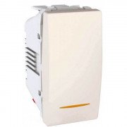 Вимикач прохідний Schneider Electric Unica 1-клавішний 16А схема 6 з індикацією слонова кістка MGU3.163.25S