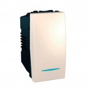 Вимикач прохідний Schneider Electric Unica 1-клавішний 16А схема 6 з підсвічуванням слонова кістка MGU3.163.25N