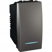 Вимикач прохідний Schneider Electric Unica 1-клавішний 16А схема 6 з підсвічуванням графіт MGU3.163.12N