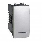 Вимикач прохідний Schneider Electric Unica 1-клавішний 16А схема 6 з підсвічуванням алюміній MGU3.163.30N