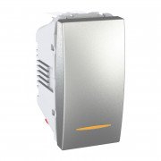Выключатель Schneider Electric Unica 1-клавишный схема 6 с индикацией алюминий MGU3.103.30S