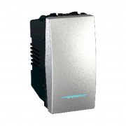 Вимикач Schneider Electric Unica 1-клавішний 16А схема 1 з підсвічуванням алюміній MGU3.161.30N