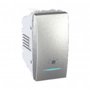 Выключатель Schneider Electric Unica кнопочный 10А с подсветкой и символом Свет алюминий MGU3.106.30LN