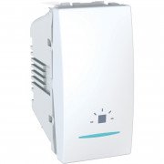 Вимикач Schneider Electric Unica кнопковий 10А з підсвічуванням та символом Світло біле MGU3.106.18LN