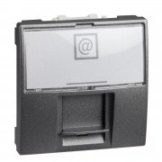 Компьютерная розетка Schneider Electric Unica RJ45 категория 5e UTP 2-модуля графит MGU3.411.12