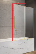 Подвижная часть шторки для ванны Radaway Furo Gold PND II 73.8х150 см правая профиль золото стекло прозрачное 10109738-09-01R