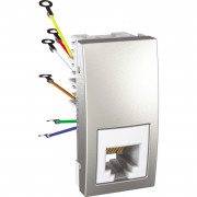 Телефонная розетка Schneider Electric Unica RJ12 6 контактов 1 модуль алюминий MGU3.491.30