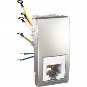 Телефонная розетка Schneider Electric Unica RJ12 6 контактов 1 модуль алюминий MGU3.491.30
