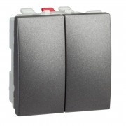 Выключатель проходной Schneider Electric Unica 2-клавишный схема 6+6 графит MGU3.213.12