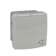 Розетка Schneider Electric Unica с заземлением с защитными шторками крышкой слоновая кость MGU3.037.25TA