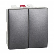 Вимикач Schneider Electric Unica 2-клавішний схема 5 графіт MGU3.211.12