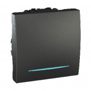 Вимикач Schneider Electric Unica 1-клавішний схема 1 з підсвічуванням графіт MGU3.261.12N