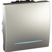 Вимикач Schneider Electric Unica 1-клавішний схема 1 з підсвічуванням алюміній MGU3.261.30N