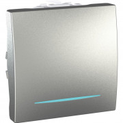 Вимикач Schneider Electric Unica кнопковий 2 модулі з підсвічуванням алюміній MGU3.206.30N