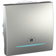 Вимикач Schneider Electric Unica кнопковий з підсвічуванням та символом Світло алюміній MGU3.206.30LN