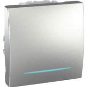 Вимикач перехресний Schneider Electric Unica схема 7 з підсвічуванням алюміній MGU3.205.30N